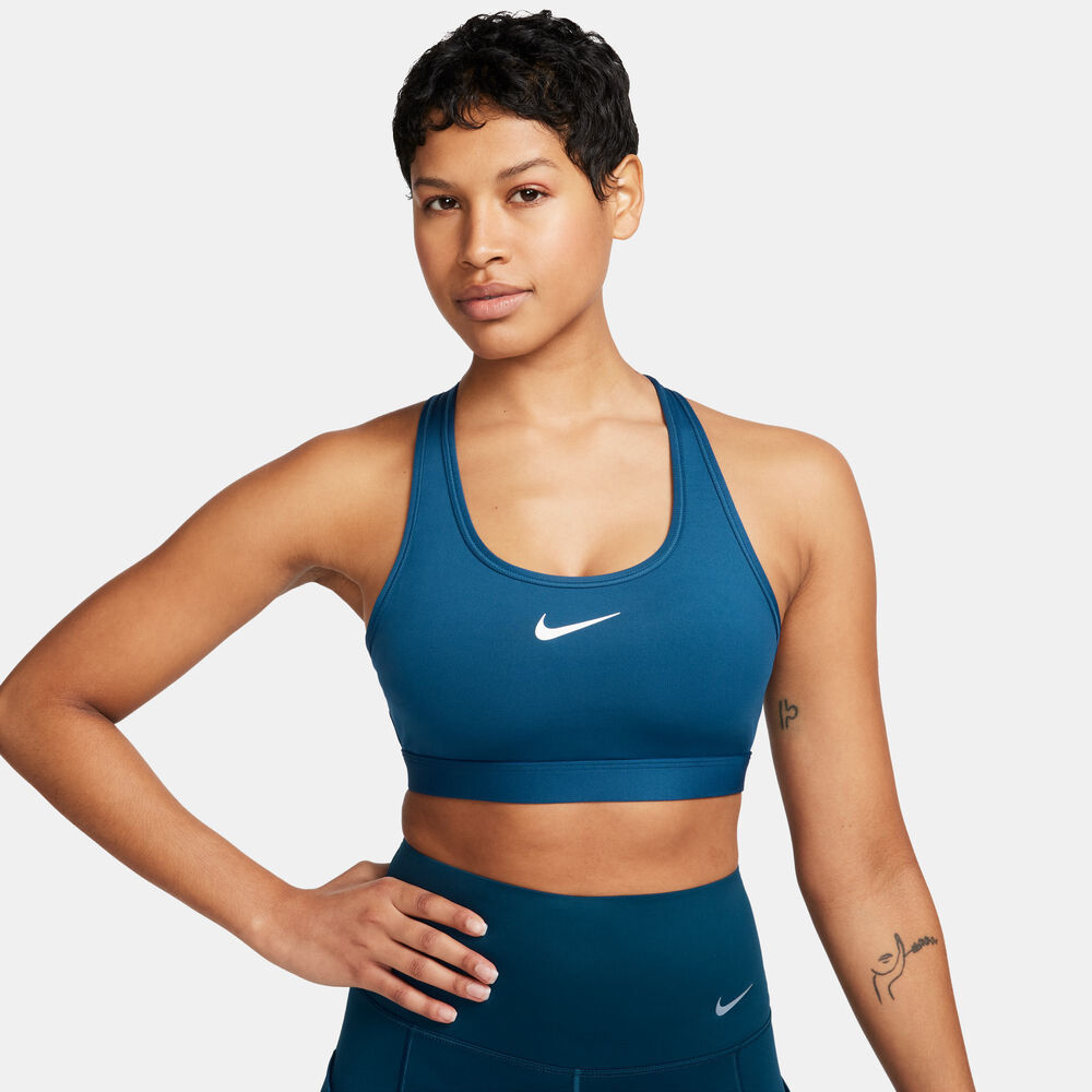 Nike Drifit Medium Support Polstret Sports Bh Damer Tøj Blå M