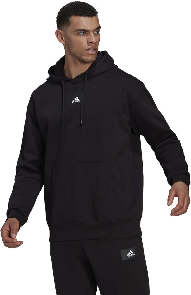 Adidas Essentials Feelvivid Cotton Fleece Drop Shoulder Hættetrøje Herrer Hoodies Og Sweatshirts Sort 2xl