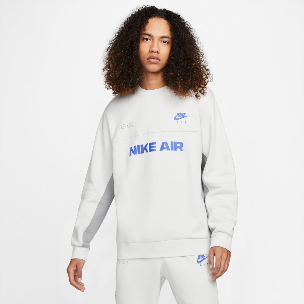 Nike Air Brushedback Fleece Sweatshirt Herrer Hoodies Og Sweatshirts Grå L