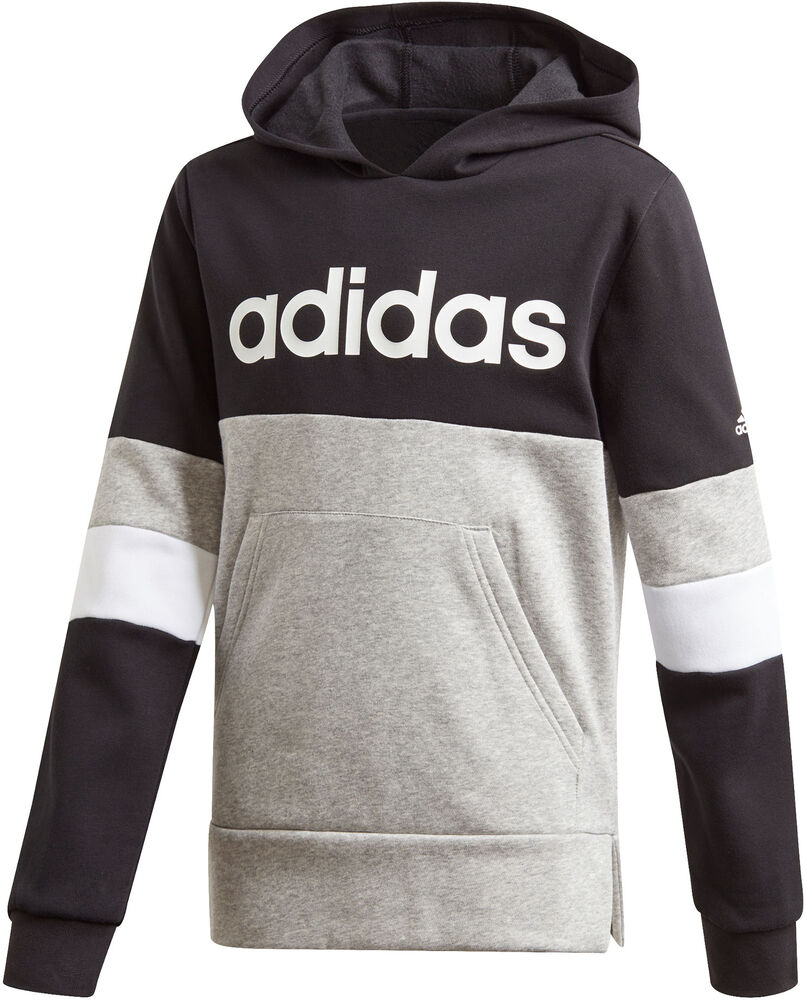 Adidas Linear Colourblock Fleece Hættetrøje Drenge Hoodies Og Sweatshirts Grå 110