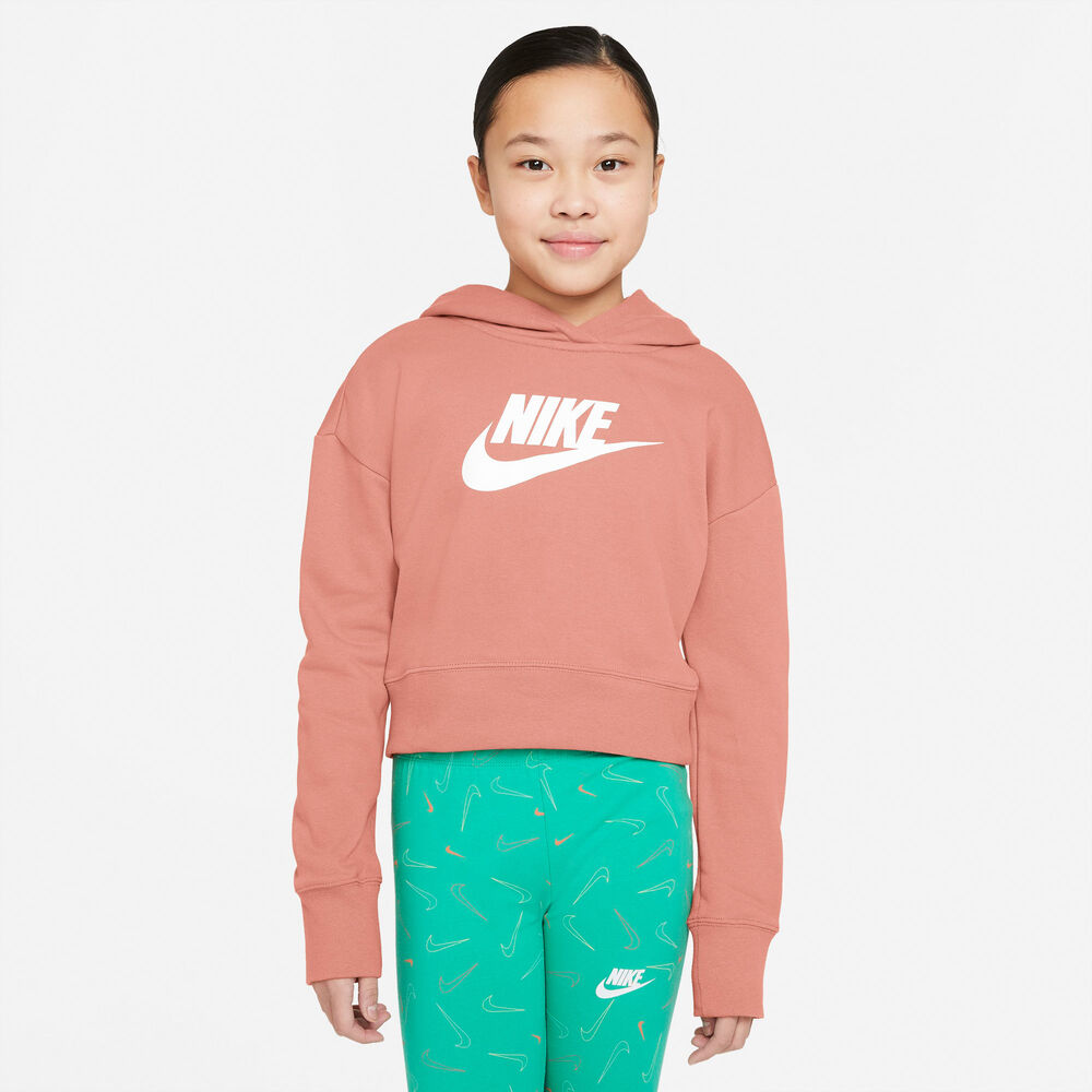 Nike Sportswear Club Cropped Hættetrøje Piger Tøj Pink 122128 / Xs