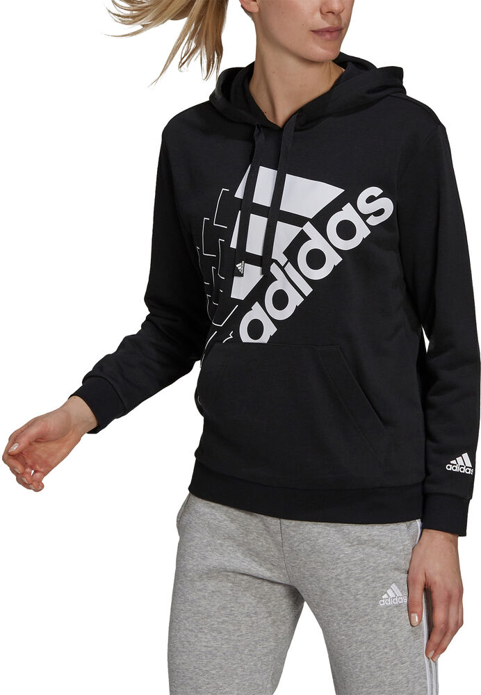 Adidas Brand Love Slanted Logo Relaxed Hættetrøje Damer Tøj Sort Xs