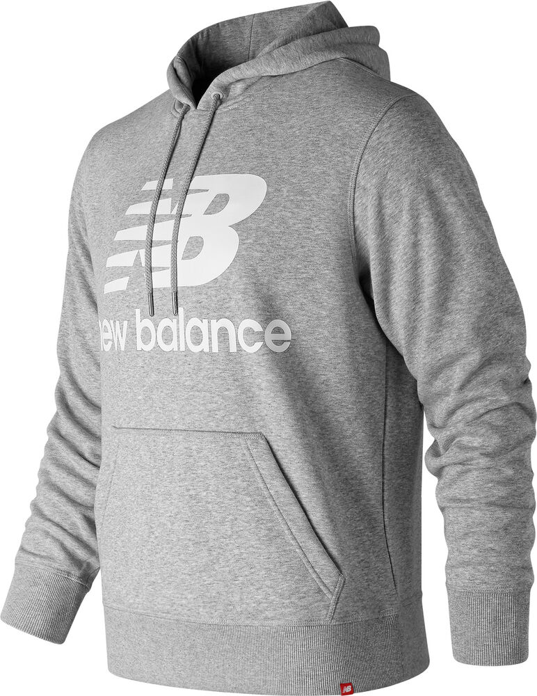 #3 - New Balance Essentials Stacked Logo Hættetrøje Herrer Tøj Grå Xs