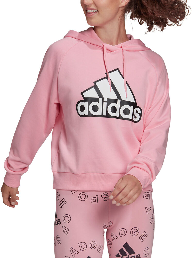 Adidas Essentials Outlining Logo Hættetrøje Damer Tøj Pink L