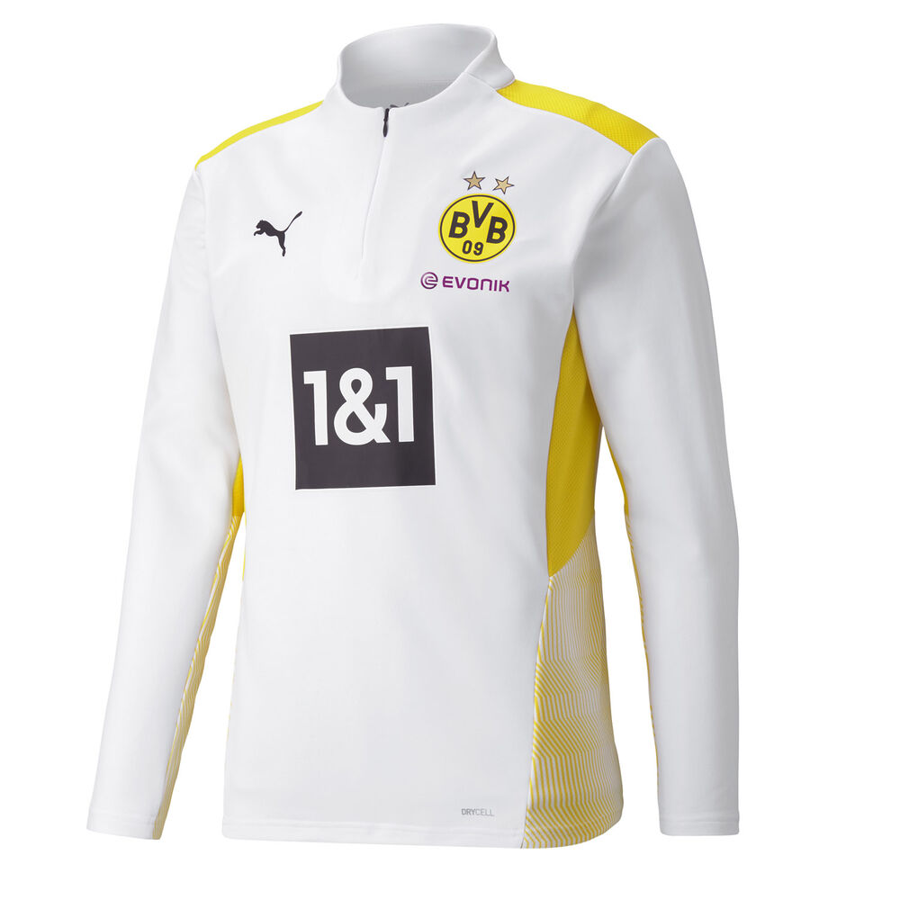 10: Puma Dortmund Træningstrøje 1/4lynlås Herrer Tøj Hvid L