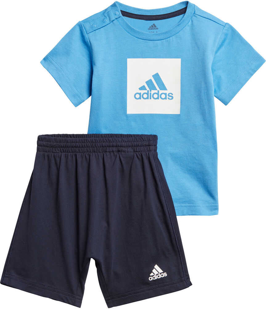 Adidas Logo Sommersæt Unisex Kortærmet Tshirts Blå 80