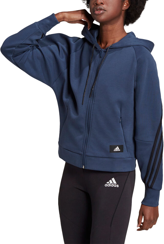 Adidas Adidas Sportswear Wrapped 3stripes Fullzip Hættetrøje Damer Tøj Blå S