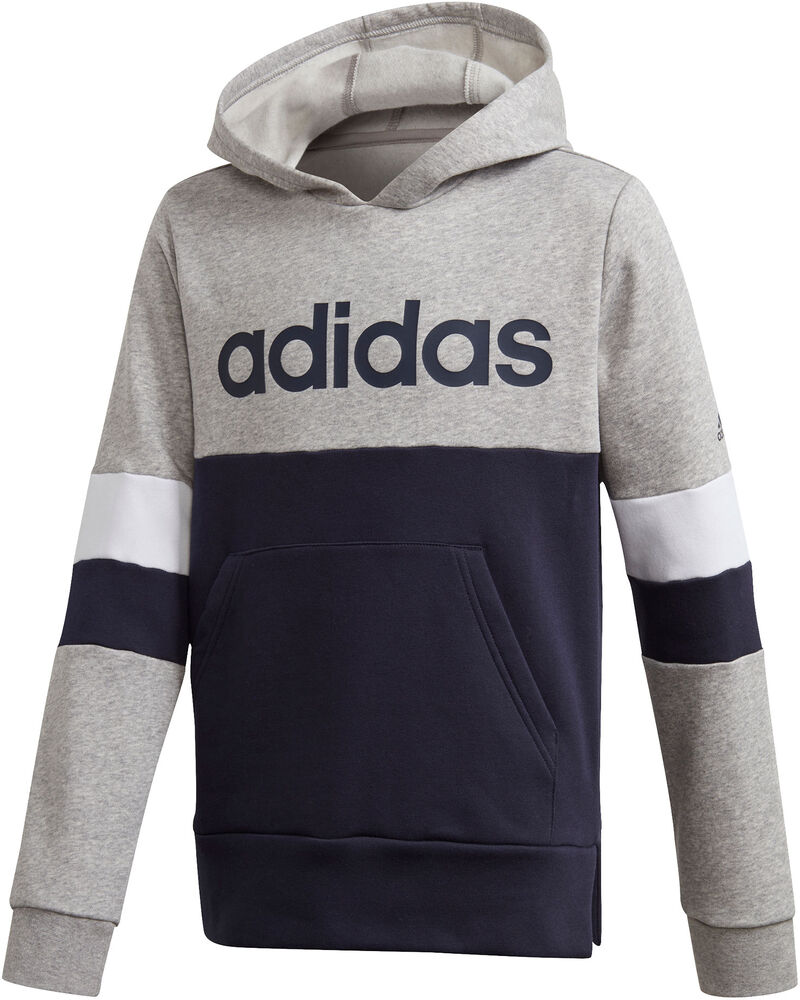 Adidas Linear Colourblock Fleece Hættetrøje Drenge Hoodies Og Sweatshirts Grå 128