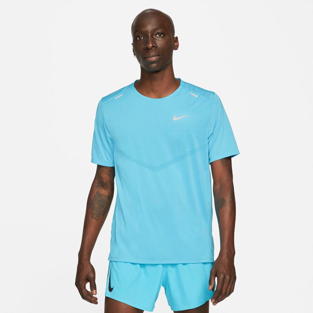 Nike Drifit Rise 365 Løbe Tshirt Herrer Tøj Blå Xl